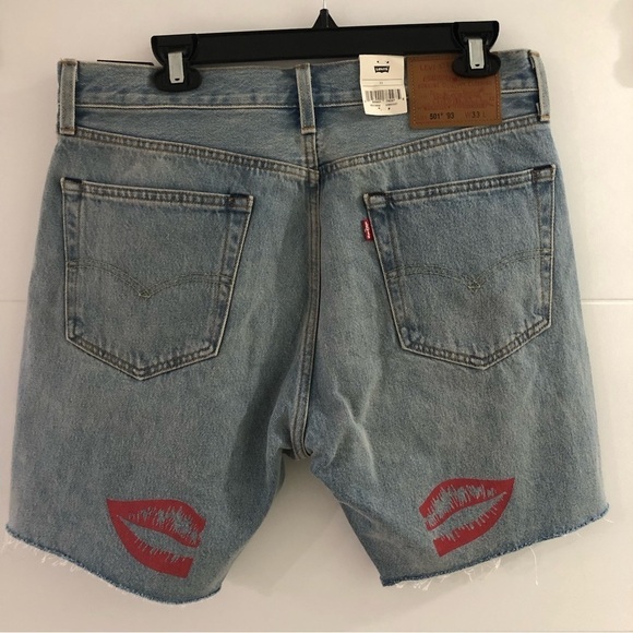 NWT Men’s Levi’s Premium 501 ‘93 Denim Shorts Retro 90’s Look Graphics Size 33 - Picture 3 of 11